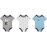 Nike Baby Boy Swoosh Bodysuits 3 Piece Set (B(56F086-001)/W, Newborn)