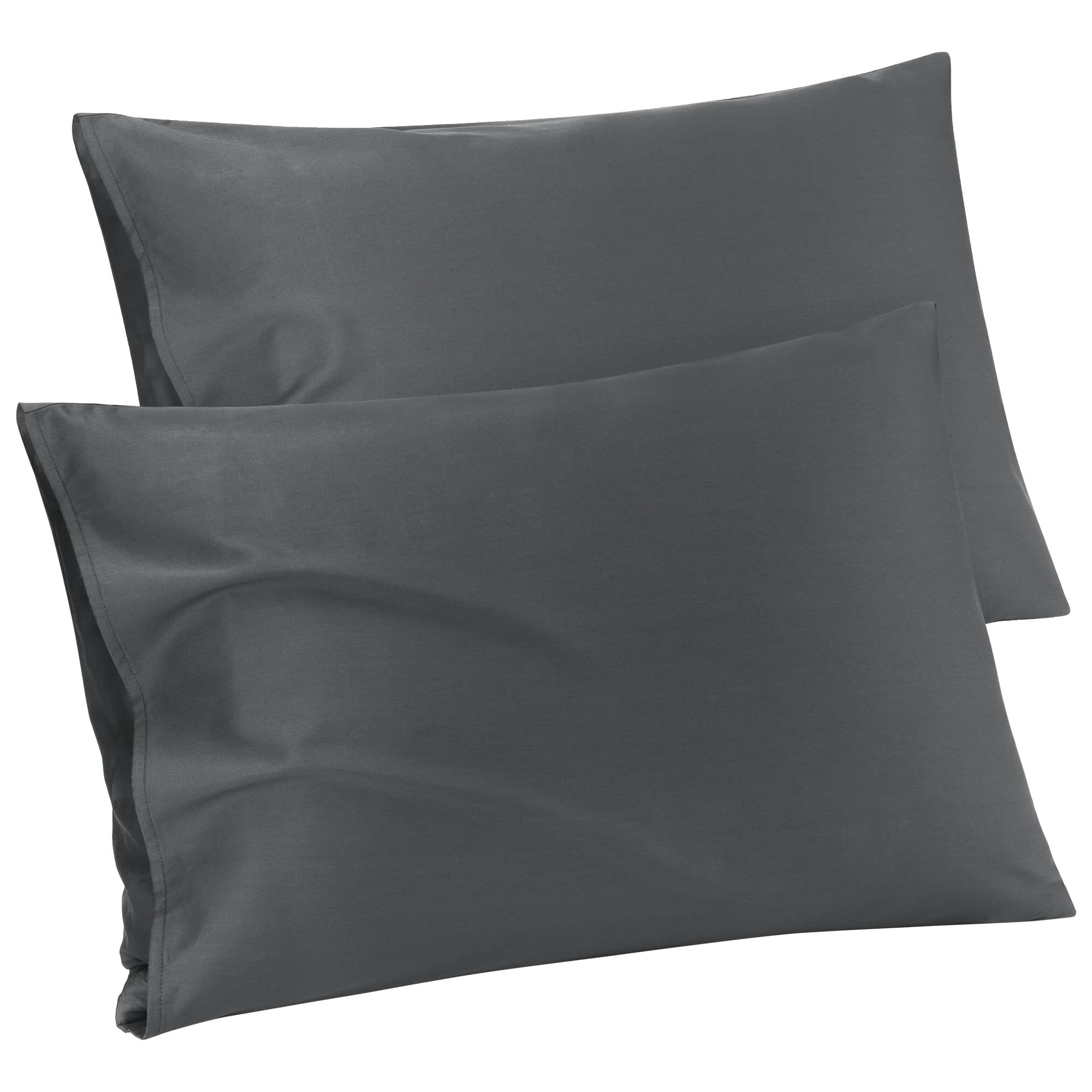 PiccoCasa 100% Cotton Pillowcases 2 Pack, Soft and Breathable Egyptian Cotton Pillow Cases with Envelope Closure Bedroom Modern Hotel Bed Pillow Cases Dark Grey 50 x 90cm