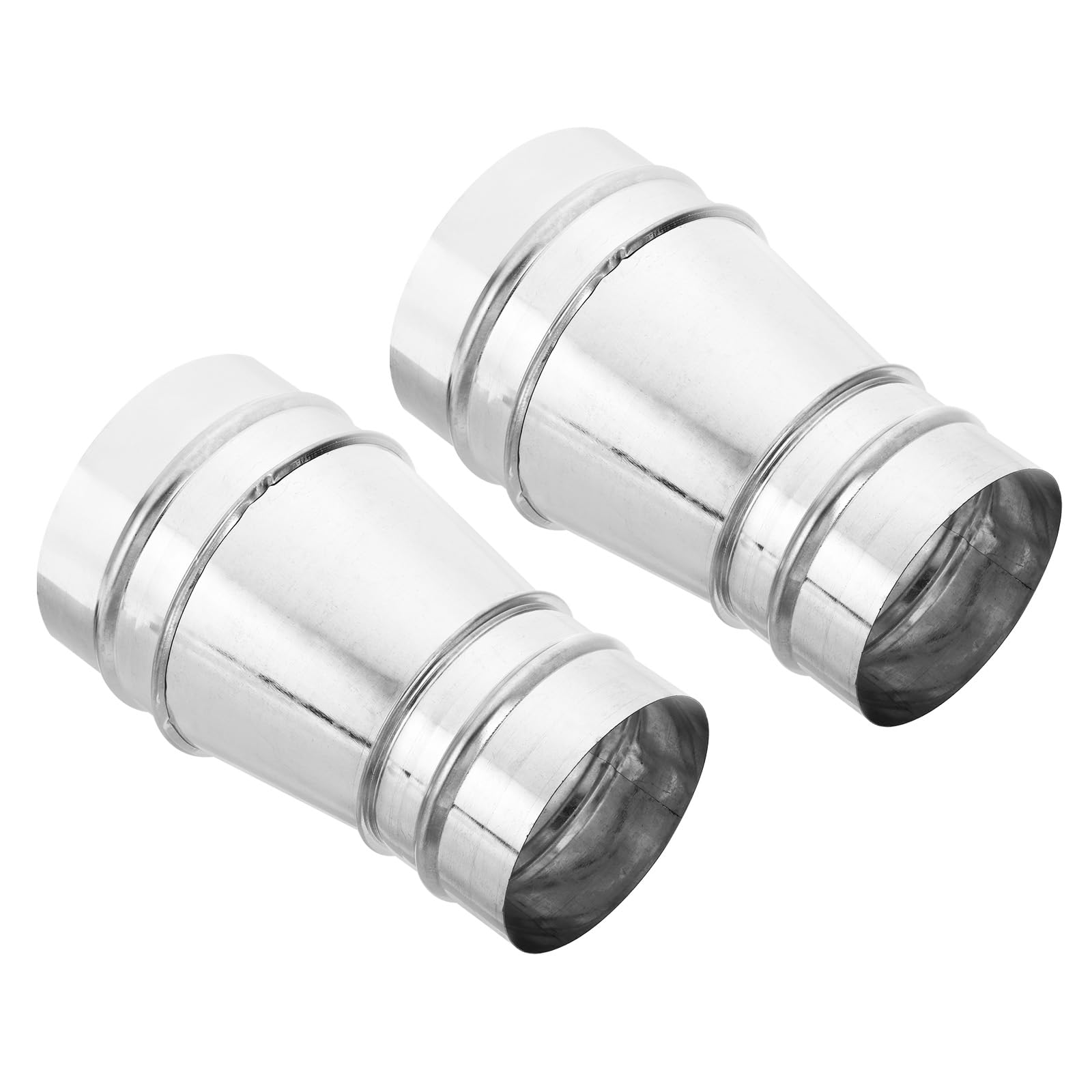 PATIKIL 5 Inch to 4 Inch Round Duct Reducer Increaser Connector, 2pcs Galvanized Steel Pipe Fitting for Bathroom Kitchen Ventilation System, Silver Tone
