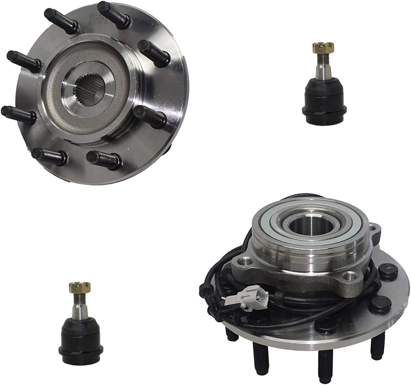 Detroit Axle 4WD Front Wheel Hub Bearing + Upper Ball Joint for 20002002 Dodge