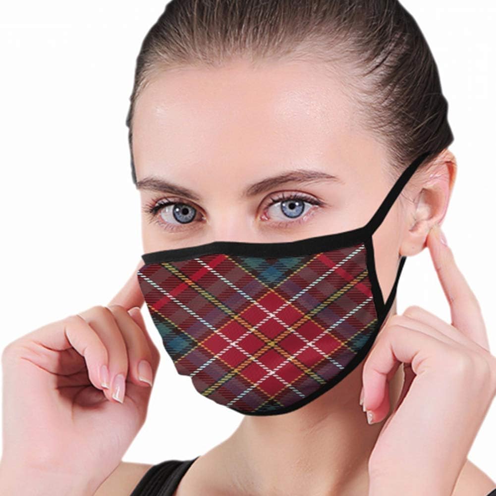 Tartan Plaid Scottish Abstract Beauty Fashion Face Mask,Fashion Anti-Dust Bape Half Face Mouth Mask For Boys And Girls
