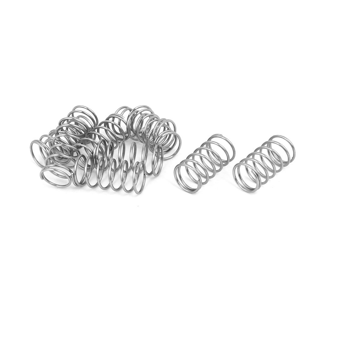 sourcing map Compression Spring,304 Stainless Steel,10mm OD,0.8mm Wire Size,25mm Free Length,Silver Tone,10Pcs