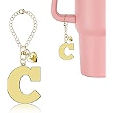 Lukiisoo Letter Charms for Stanley Cup with Handle Cute Initial Letter Keychain Charm Gold Tumbler Accessories for Women