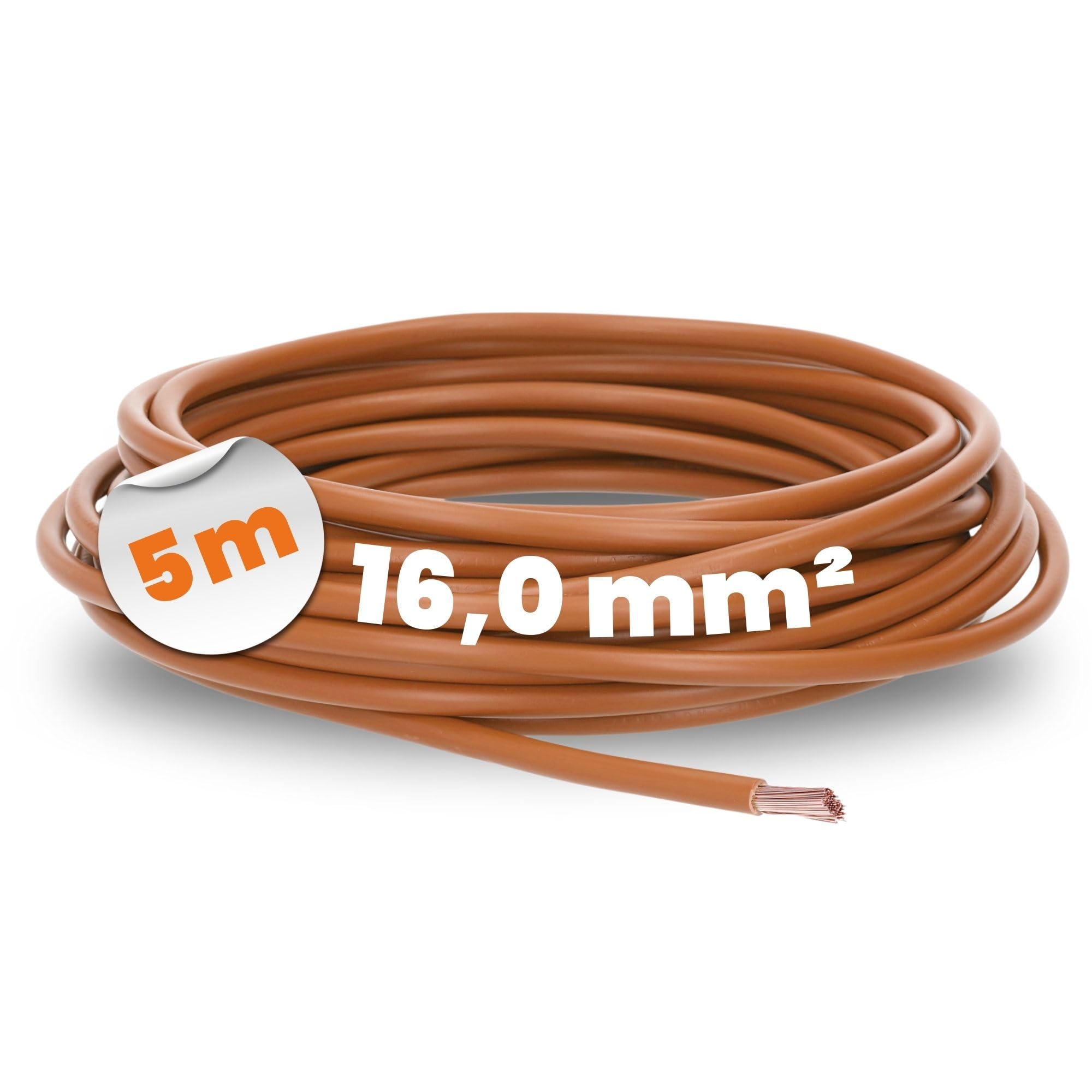5 m Lapp 4520036 H07V-K 16.0 mm² Brown I Wiring Cable I Flexible Flexible PVC Single Core I Stranded 16 mm2 I Wiring