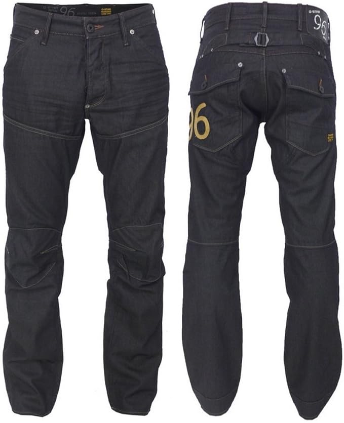 GStar Raw Mens 5620 Elwood Heritage Embro Tapered Crushed Black Jeans