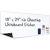 HAMIGAR White Board Dry Erase, 18" x 39" Self-Adhesive Sticker, No Ghosting | Transform Any Wall into Dry Erase Surface, Peel and Stick, Attach Magnets to Hold Notes, Includes Markers, Eraser and Magnets
