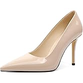 SAMMITOP Women Pumps Shoes Closed Pointed Toe Stiletto High Heels Slip On Sexy Office Party Dressy 3.5 Inch