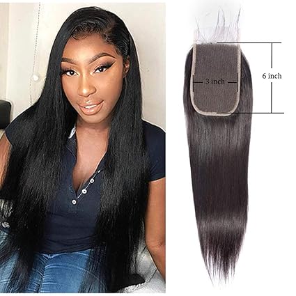 Brazilian Straight Hair 3x6 Closure Swiss Pre Plucked Lace Closure
