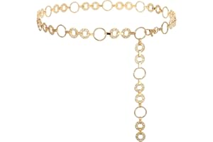 WHIPPY Metal Waist Chain Belt Women Adjustable Body Link Belts Ladies Fashion Chain for Jeans Dress