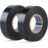 Electrical Tape Black Waterproof Electric Tape Professional Grade Wire Wrap | 3/4" 65 FT Flame Retardant Vinyl PVC Insulating Tape, All Weather, Under 600V, Home Outdoor Multipurpose Electrical Repairs