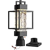 18" H Dusk to Dawn Outdoor Post Light Fixture Hardwired 120V, Waterproof Aluminum Pole Light with Pier Mount Base, Matte Blac