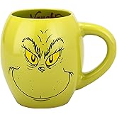 Bioworld Grinch Naughty And Nice 18 Oz Oval Sculpted Ceramic Mug