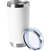 HASLE OUTFITTERS 20oz Tumblers Bulk Stainless Steel Cup with Lid Double Wall Vacuum Insulated Coffee Mug for Cold & Hot Drinks 1 Pack, White