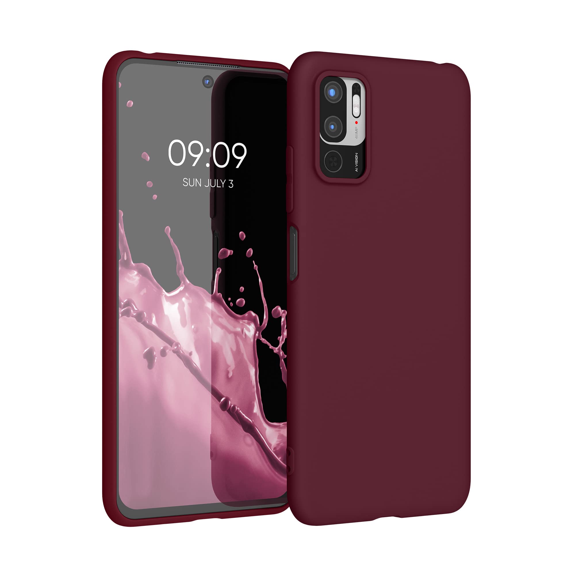 kwmobile Case for Xiaomi Redmi Note 10 5G Case - Soft Cover - Shockproof TPU Material - Wireless Charging - Bordeaux Violet — image 1