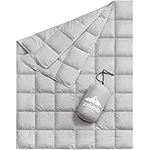zzlamb Puffy Down Camping Blanket Water-Repellent, Down Throw Travel Blanket Portable for Outdoor, Light Warm Quilt for Couch Plane Car Theater Stadium Picnic RV Backpacking Hammock