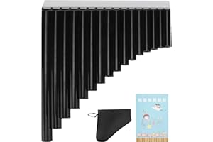 Pan Flute for Beginners 16 Pipes C Key Panpipes ABS with Carry Bag Manual for Kids Adults Students Teachers (Black)