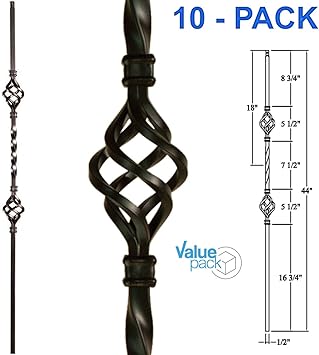 Stair Railing Iron Spindles 10 Pack Stair Parts Double Basket