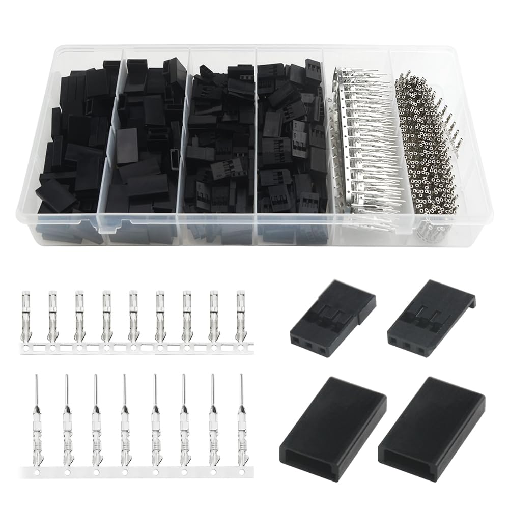WMYCONGCONG 900 PCS 900 PCS Universal Servo Cable Wire Connector Male Female Crimping Pin Kit compatible with Futaba Style Servo Connector