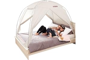 BESTEN Floorless Indoor Privacy Tent on Bed for Warm and Cozy Sleep Inside Drafty Room (Queen, Gray)
