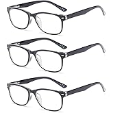 Suertree Reading Glasses for Men Women 3 Pack UV Ray Eyeglasses Anti Glare Spring Hinge Readers Aid