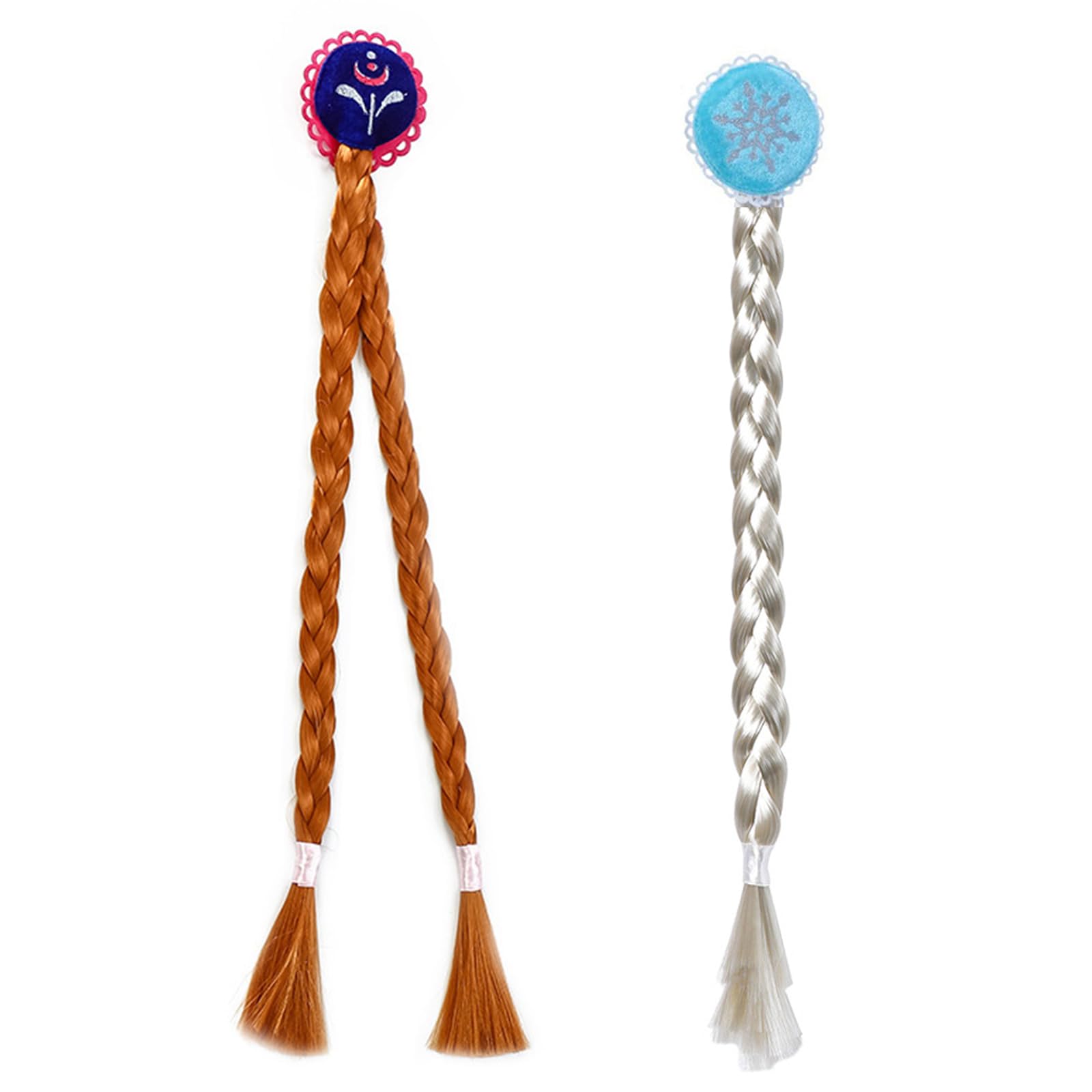 Tatibana Braided Wigs Hair Clip for Kids, 21.6 Inch Braid Hair Extensions for Kids Extension with Snowflake Decoration for Girls Costume Accessories 2 Piece Set