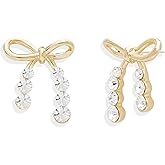 BXDA Gold Silver Bow Stud Earrings for Women, Dainty Cute Cubic Zirconia Rhinestone Ribbon Bowknot Earings Prom Wedding Accessories Fashion Jewelry Gift