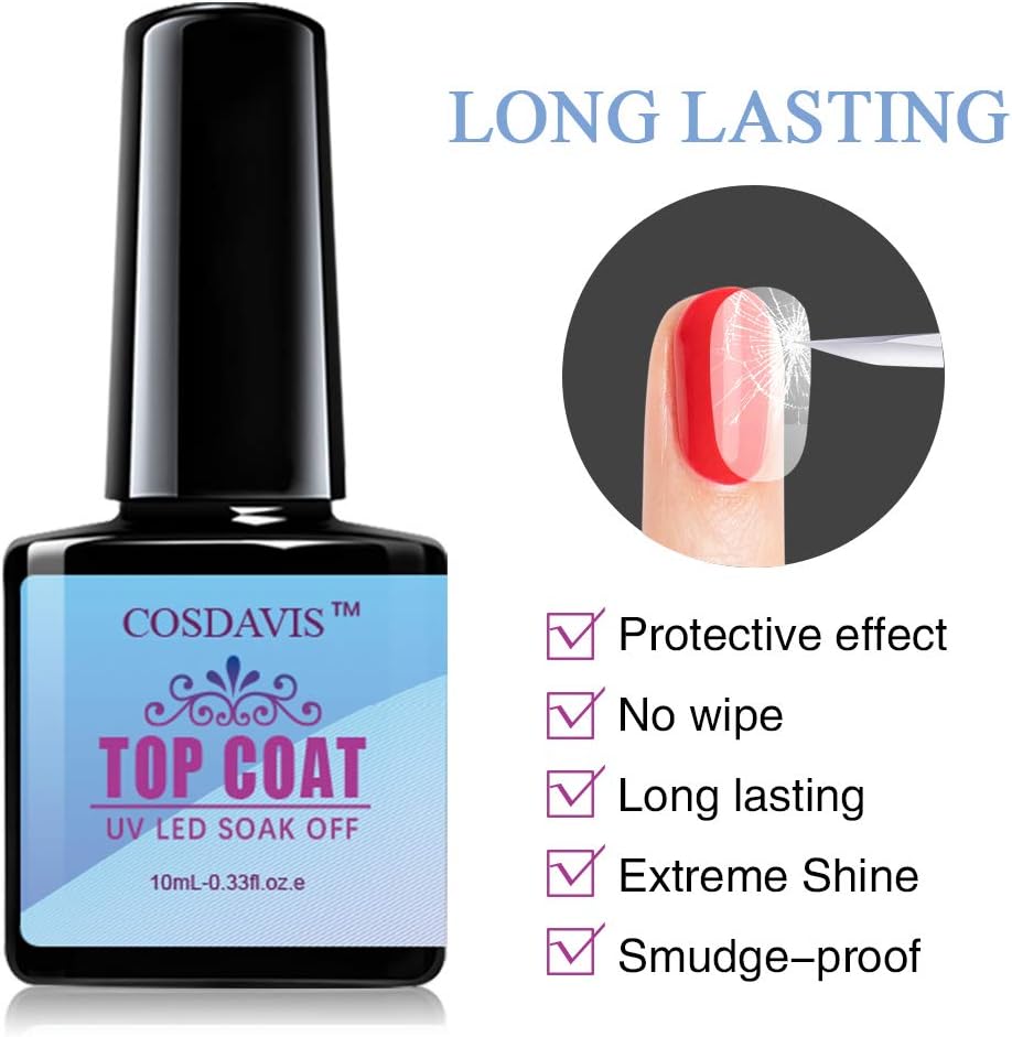 Morovan Gel Top and Base Coat Gel Nail Polish No Wipe Top Coat Base Coat Set Long Lasting Shine Finish for Nail Art Beginner : Beauty