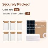ComSaf 6Pcs 240ml Glass Spice Jars with Lids and Blank Labels view 8