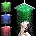 DELIPOP Led Rainfall Shower head 12 inch Stainless Steel Showerheads Temperature Control 3 Color Changing 12 Leds for Bathroom