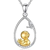 LWXIE Diamond Duck Necklace 925 Sterling Silver Cute Animal Necklace for Women Jewelry Gifts for Anniversary