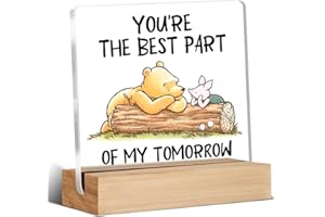 WRPDRIM Winnie the Pooh Decor - Adorable Winnie the Pooh Gifts for Best Friends, Desk Decor Gift for Women Men Boy Girl, You're the Best Part Acrylic Office Home Signs Decorations 4 x 4 Inches