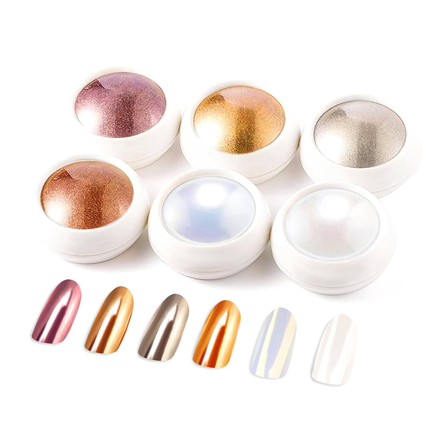 Gold Chrome Nail Powder BISHENGYF - Metallic Mirror Effect Pearl Chrome Nail Powder Iridescent Aurora Powder Shiny Nail Glitter Nail Chrome Powder Pigment for Nails Art DIY Decoration