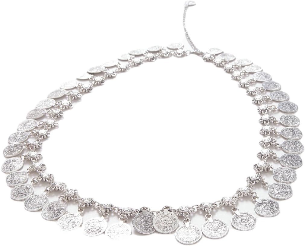 Little Smily Women's Hip Waist Metal Chain Belt Dangle Coins