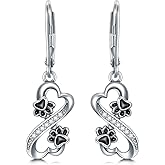 Heart Animal Earrings 925 Sterling Silver Animal Dangle Drop Earrings Jewelry Gifts for Women Animal Lovers