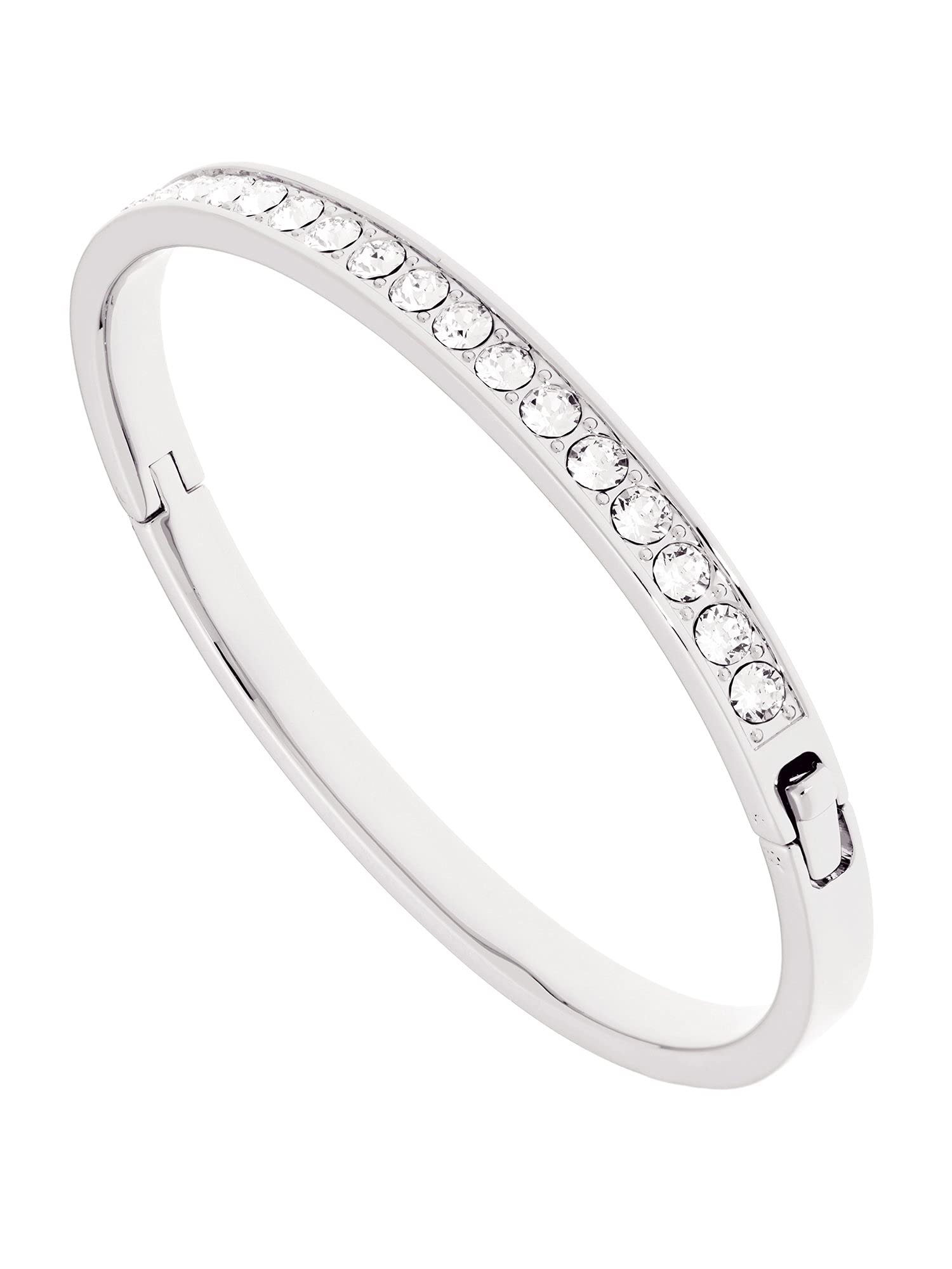 Ted Baker Clemara Hinge Crystal Bangle Bracelet For Women (M, Silver Tone/Crystal) — image 1