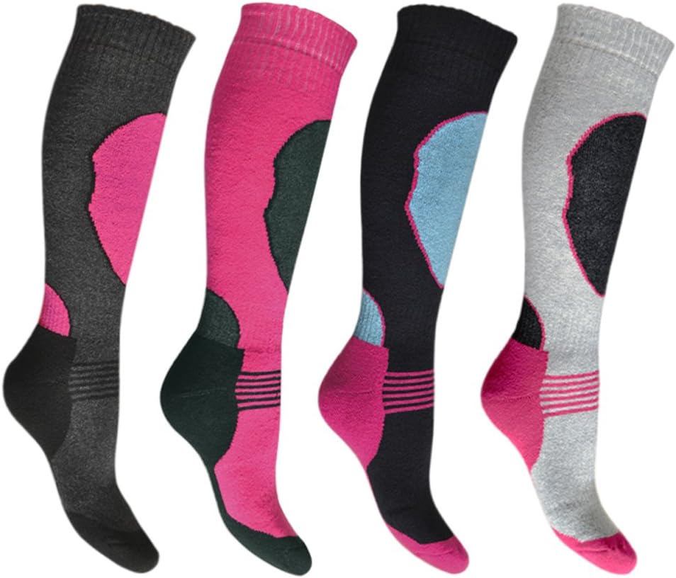 Bonjour 4 Pairs Ladies Ski Socks High Performance Long Thermal UK 4-7