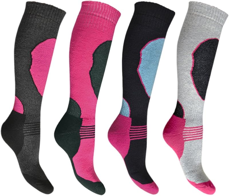 Bonjour 4 Pairs Ladies Ski Socks High Performance Long Thermal UK 4-7