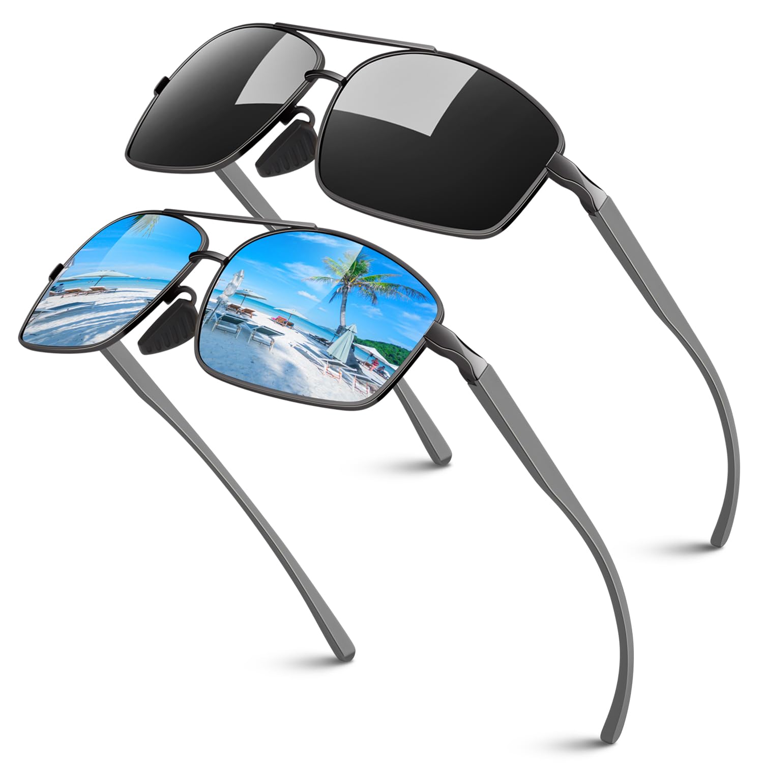 Photo 1 of Polarized Sunglasses for Men, Ultra Lightweight Al-Mg Sunglasses with Spring Hinges, 100% UV400 Protection Mens Shades