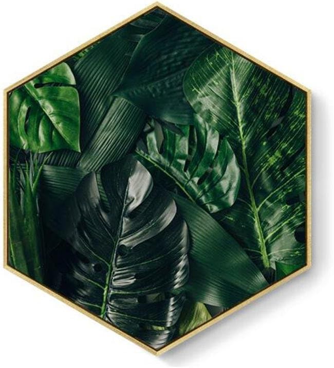 MINRAN DECOR Hexagon, Nordic, green plants Art Print Poster Canvas Painting Wall Pictures Home Decor - PS71222, 12, 35 * 40cm