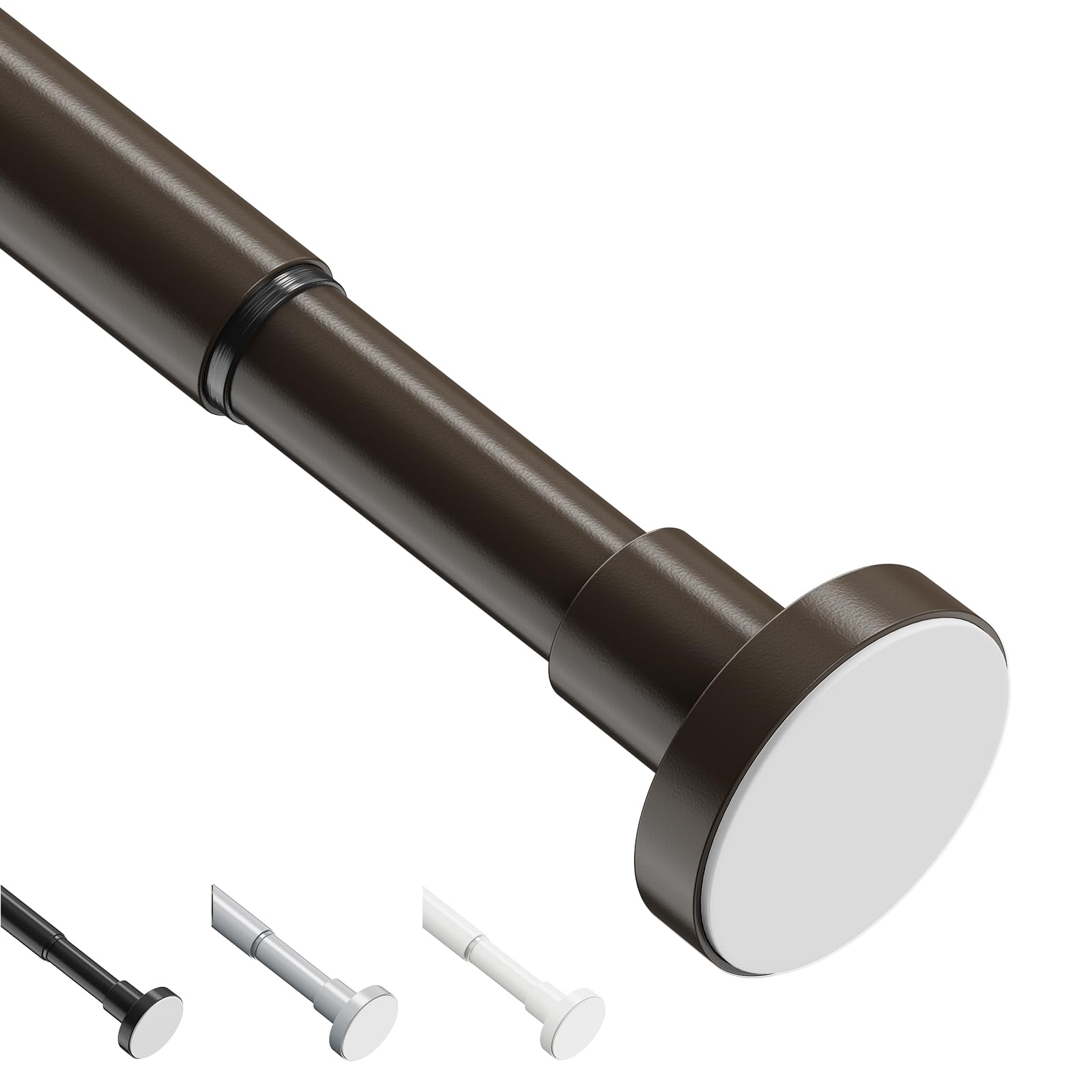 WELDUN Extendable Curtain Tension Rod, 48-154CM No Drill Telescopic Shower Curtains Rail, Adjustable Strong Spring Rod for Window Bathroom, Bedroom, Bronze