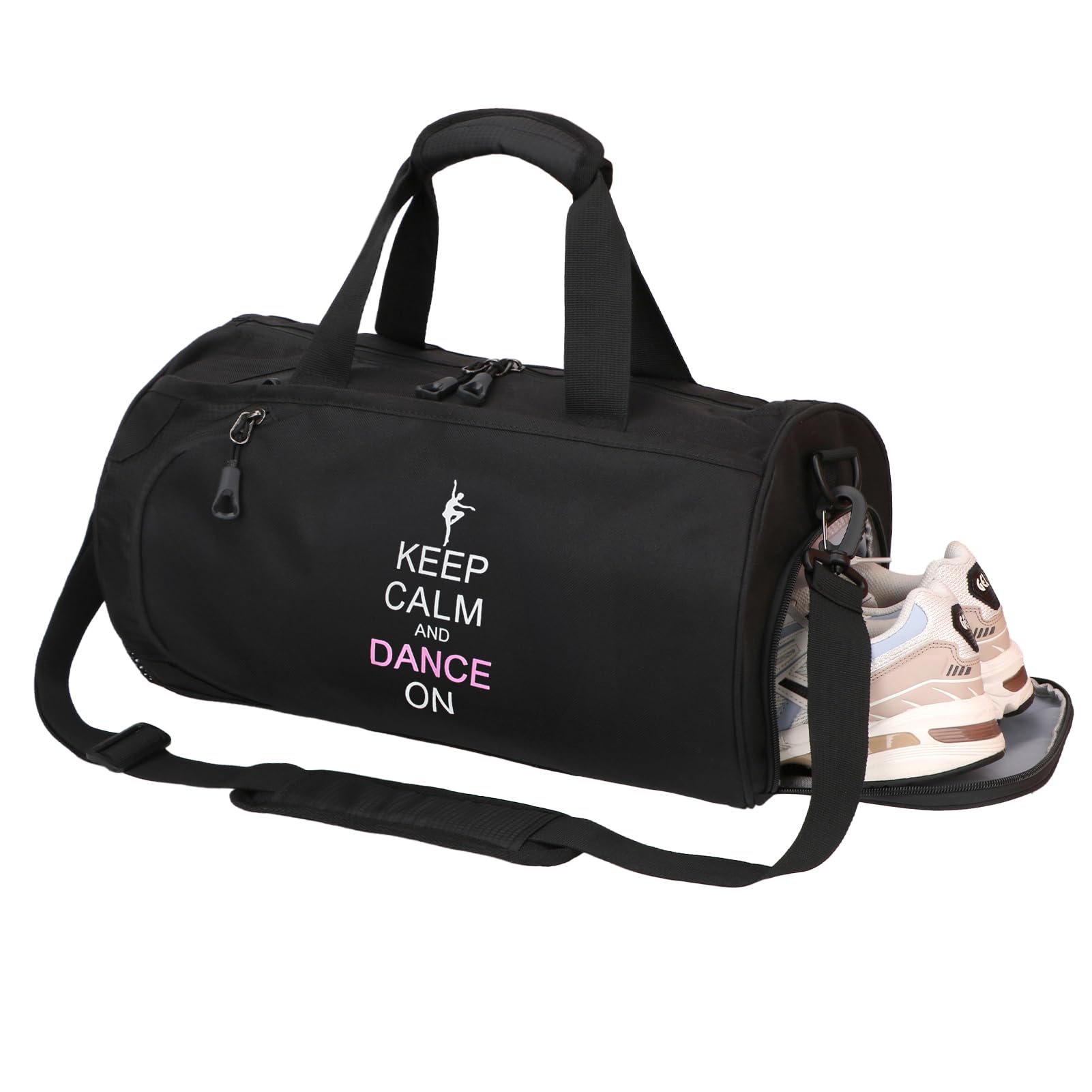 kilofly Keep Calm Dance ON Girls Ballet Sports Gym Duffel Bag Travel Carry On