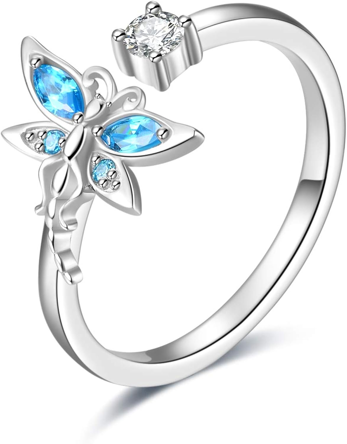 Adjustable Dragonfly Ring 925 Sterling Silver Open Dragonfly Ring with