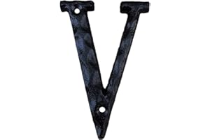 YICC 5 Inch High House Letters, Solid Cast Iron Home Address Letters, Perfect Matching Our 5.5 Inch House Numbers, Black Finished (Letter V)