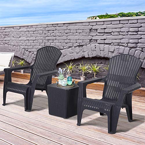 Outsunny Dreiteiliges Gartenmöbel Set, Sitzgruppe, 2 Stühle, Kaffeetisch mit Stauraum, PP, Schwarz – Bild 3