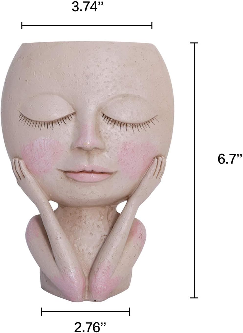 AIMEBBY Face Flower Pot Head Planter Pot Succulent Planter Cute Resin Cactus Planter with Drainage Hole Closed Eyes : Kitchen & Dining