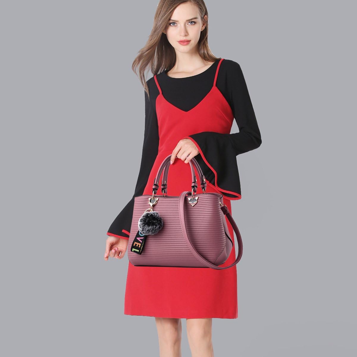 NICOLE&DORIS Exquisite Women Handbags Shoulder Bag Crossbody Messenger Bag Tote Satchel for Lady PU Leather Pink - Image 3