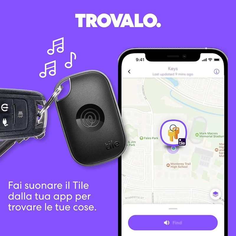 Tile Pro - Localizzatore, cerca oggetti e tracker Bluetooth per chiavi, borse e altro. Compatibile con iOS e Android. Trova telefono. Pacchetto da 4 (Nero/Bianco)