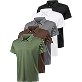 Orrstarry 5 Pack Polo Shirts for Men Dry Fit Short Sleeve Golf T-Shirt Moisture Wicking Collared Casual Work Tops