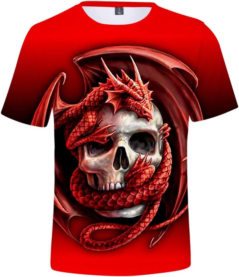 Men's The Skull 3D Printed Short Sleeve Fashion T Shirt,15 Styles of Color,M-3XL