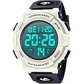 L LAVAREDO Mens Digital Watch Sports Military Watches Waterproof Outdoor Chronograph Wrist Watches for Men with LED Back Ligh/Alarm/Date（05-NavyBlue）